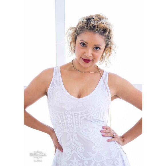 Elhoffer Design Essential Aquarius Knee Length Dress Jewel Box White Size L - Picture 4 of 9